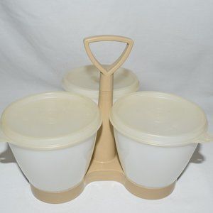 Vintage Tupperware Condiment Caddy Almond White